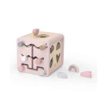 Label Label Drvena aktivnosna kocka – Pink