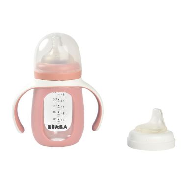 Beaba bočica od stakla za učenje pitja 210ml old pink