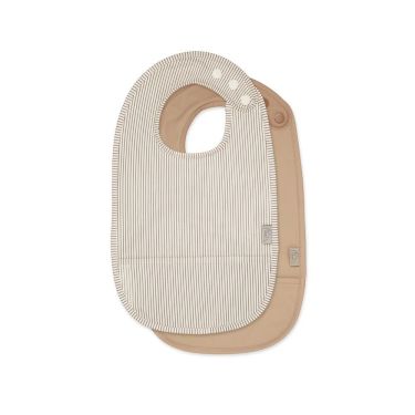 Cam Cam® Bib w/ pocket, 2-pack - Classic Stripes Camel