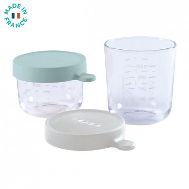 Beaba Set 2 Staklene posude BLUE/GREY 150 ml/250 ml
