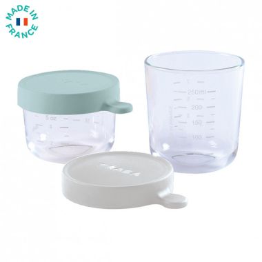 Beaba Set 2 Staklene posude BLUE/GREY 150 ml/250 ml